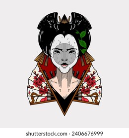 Geisha oni maske japanese Kunstwerk Vektorgrafik