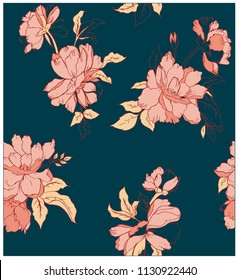 geisha peony floral pattern