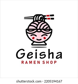 Geisha Ramen Bowl logo design inspiration.