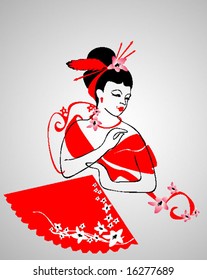  geisha in red