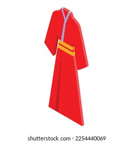 Geisha red kimono icon isometric vector. Girl art. Face sakura