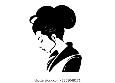 Vector de silueta geisha, vector geisha, tatuaje geisha.