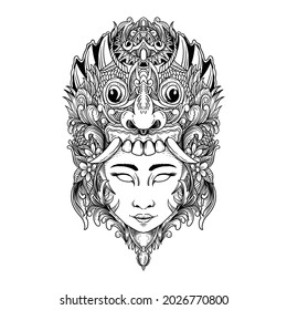 geisha skull tattoo and t shirt design premium vector 