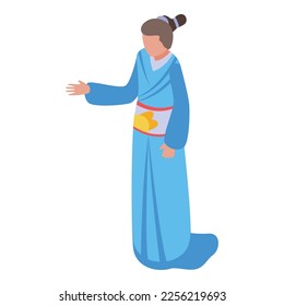 Geisha style icon isometric vector. Female art. Face young