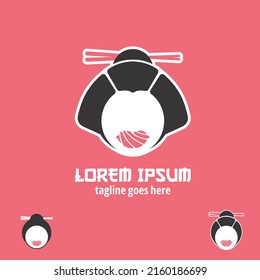 Geisha Sushi symbol illustration. a concept that combine Geisha and Sushi, traditional japanese food