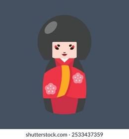 geisha toy in flat vector design.