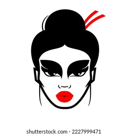 Geisha Vector Logo Illustration. Japanese culture symbol and icon. logo for beauty, hair salon, cosmetics and fashion.