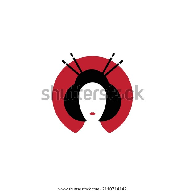 Geisha\
Vector Logo Illustration. Japanese culture symbol and icon. logo\
for beauty, hair salon, cosmetics and\
fashion.