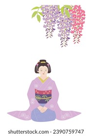 Geisha und Wisteria. Kyoto Japan.