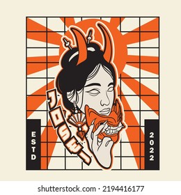 geisha woman girl Chine Japan character, it can be use for shirt design or poster