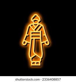 geisha woman neon light sign vector. geisha woman illustration