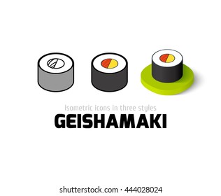 Geishamaki icon, vector symbol in flat, outline and isometric style