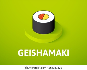 Geishamaki icon, vector symbol in flat isometric style isolated on color background