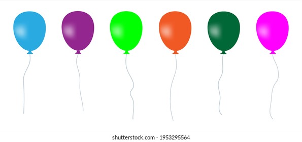 Gel balloon for birthday, party, fun. Colorful isolated, aerial illustration for happy holiday, anniversary and party. Bright, colorful decoration for a background, bouquet, holiday.A designer gift