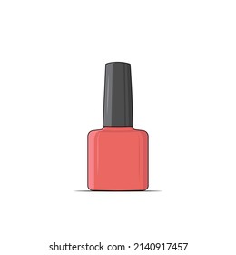 gel benefits, color of the day, spa salon, red gel nail polish bottle manicure simple vector illustration