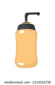 Gel or cream in a jar with a dispenser for a hotel bathroom or home spa. Cozy relaxing spa home. Vector isolated colorful element. 