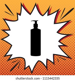 Gel, Foam Or Liquid Soap. Dispenser Pump Plastic Bottle silhouette. Vector. Comics style icon on pop-art background.