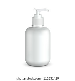 Gel, Foam Or Liquid Soap Dispenser Pump Plastic Bottle White. Ready For Your Design. Product Packing Vector EPS10