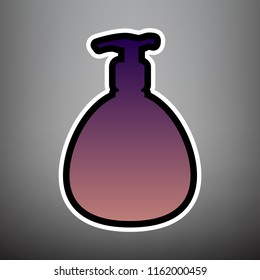 Gel, Foam Or Liquid Soap. Dispenser Pump Plastic Bottle silhouette. Vector. Violet gradient icon with black and white linear edges at gray background.