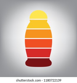 Gel, Foam Or Liquid Soap. Dispenser Pump Plastic Bottle silhouette. Vector. Horizontally sliced icon with colors from sunny gradient in gray background.