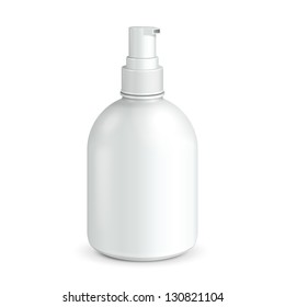 Gel, Foam Or Liquid Soap Dispenser Pump Plastic Bottle White. Ready For Your Design. Product Packing Vector EPS10