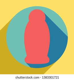 Gel, Foam, Liquid Soap. Dispenser Pump Plastic Bottle. Sunset orange icon with llapis lazuli shadow inside medium aquamarine circle with different goldenrod shadow at royal yellow background.