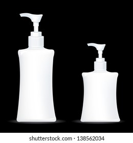 Gel, Foam Or Liquid Soap Dispenser Pump Plastic Bottle White,Isolated on a black