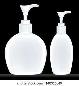 Gel, Foam Or Liquid Soap Dispenser Pump Plastic Bottle White,Isolated on a black