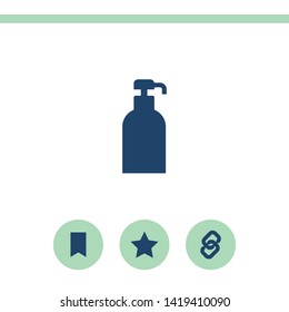 Gel, foam or liquid soap dispenser pump plastic bottle. Vector icon.