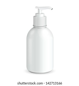 Gel, Foam Or Liquid Soap Dispenser Pump Plastic Bottle White. Ready For Your Design. Product Packing Vector EPS10