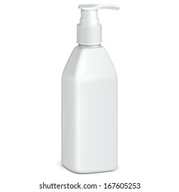 Gel, Foam Or Liquid Soap Dispenser Pump Plastic Bottle White. Ready For Your Design. Product Packing Vector EPS10 