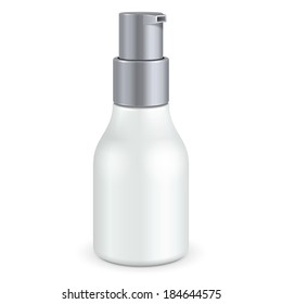 Gel, Foam Or Liquid Soap Dispenser Pump Plastic Bottle White Gray. Ready For Your Design. Product Packing Vector EPS10 