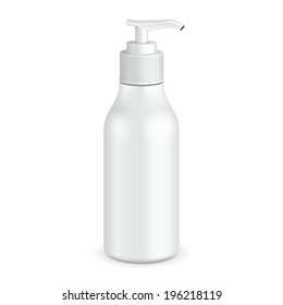 Gel, Foam Or Liquid Soap Dispenser Pump Plastic Bottle White. Ready For Your Design. Product Packing Vector EPS10 