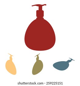 Gel, Foam Or Liquid Soap Dispenser Pump Plastic Bottle silhouette set. Isometric effect
