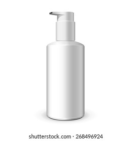 Gel, Foam Or Liquid Soap Dispenser Pump Plastic Bottle White. Ready For Your Design. Product Packing Vector EPS10 