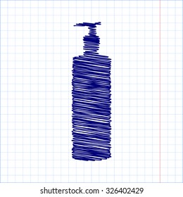 Gel, Foam Or Liquid Soap Dispenser Pump Plastic Bottle silhouette with pen and school paper effect 