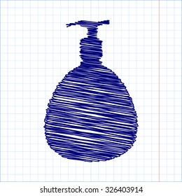 Gel, Foam Or Liquid Soap Dispenser Pump Plastic Bottle silhouette with pen and school paper effect 