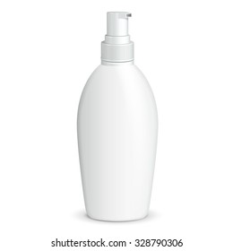 Gel, Foam Or Liquid Soap Dispenser Pump Plastic Bottle White. Ready For Your Design. Product Packing Vector EPS10 