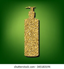 Gel, Foam Or Liquid Soap Dispenser Pump Plastic Bottle silhuette  illustration. Golden icon