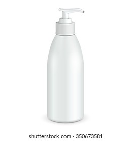 Gel, Foam Or Liquid Soap Dispenser Pump Plastic Bottle White. Mock Up Products On White Background Isolated. Ready For Your Design. Product Packing. Vector EPS10