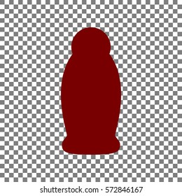 Gel, Foam Or Liquid Soap. Dispenser Pump Plastic Bottle silhouette. Maroon icon on transparent background.