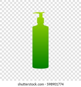 Gel, Foam Or Liquid Soap. Dispenser Pump Plastic Bottle silhouette. Vector. Green gradient icon on transparent background.