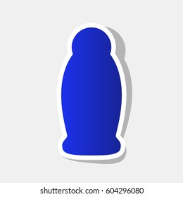 Gel, Foam Or Liquid Soap. Dispenser Pump Plastic Bottle silhouette. Vector. New year bluish icon with outside stroke and gray shadow on light gray background.