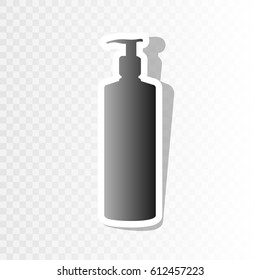 Gel, Foam Or Liquid Soap. Dispenser Pump Plastic Bottle silhouette. Vector. Blackish icon on transparent background with transition.