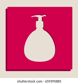 Gel, Foam Or Liquid Soap. Dispenser Pump Plastic Bottle silhouette. Vector. Grayscale version of Popart-style icon.