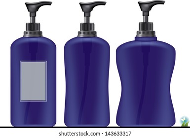 Gel, Foam Or Liquid Soap .Pump Bottle . Ready For Your Design. Product Packing Vector illustration.