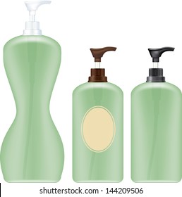 Gel, Foam Or Liquid Soap .Pump Bottle . Ready For Your Design. Product Packing Vector illustration.