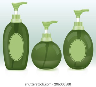 Gel, Foam Or Liquid Soap .Pump Bottle . Ready For Your Design. Product Packing Vector illustration.