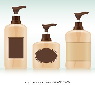 Gel, Foam Or Liquid Soap .Pump Bottle . Ready For Your Design. Product Packing Vector illustration.