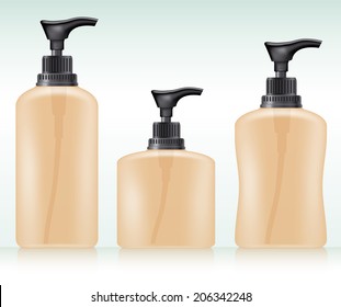 Gel, Foam Or Liquid Soap .Pump Bottle . Ready For Your Design. Product Packing Vector illustration.